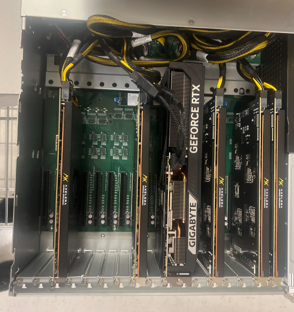Five Metis 4-chip cards installed in the SuperMicro SYS-322GA-NR